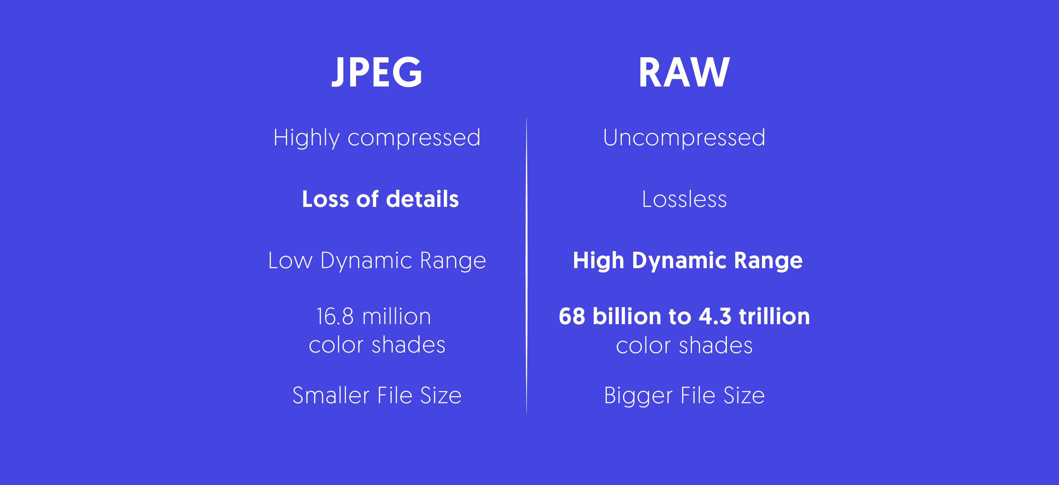 JPEG and RAW comparison