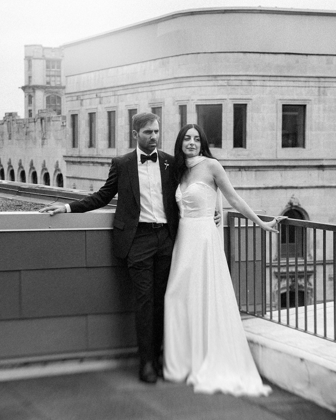st-henri montreal wedding with bride and groom on rooftop  by micheal beaulieu