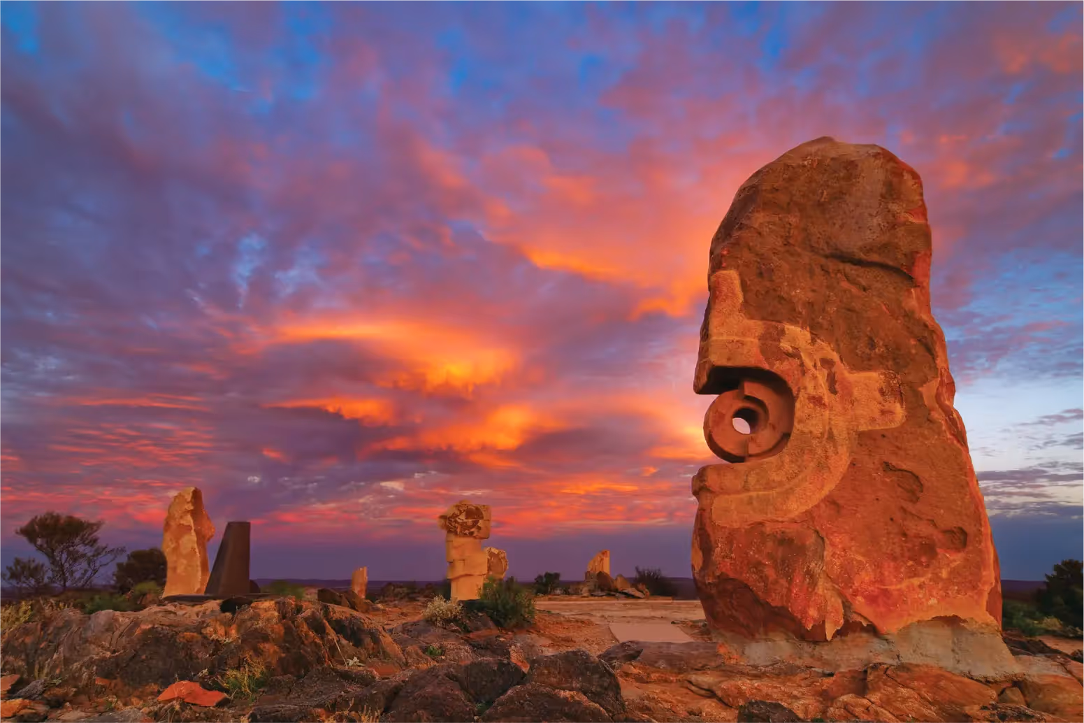 A view of the Living Desert Sculptures at Sunset