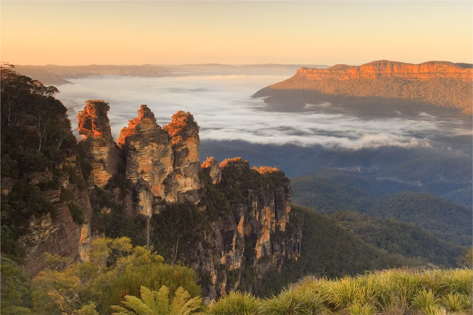 A scenic view of The Three Sister