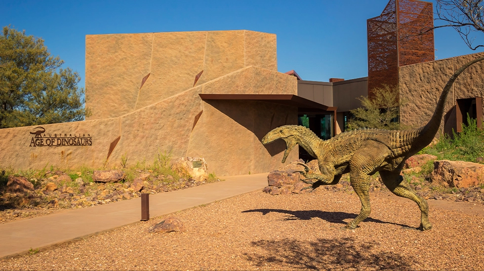 Dinosaur statue outside the Australian Age of Dinosaurs museum in Winton, Queensland.