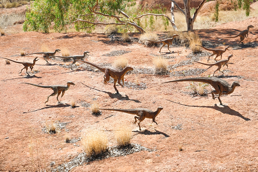 Dinosaur sculptures at the Australian Age of Dinosaurs museum in Winton, Queensland.