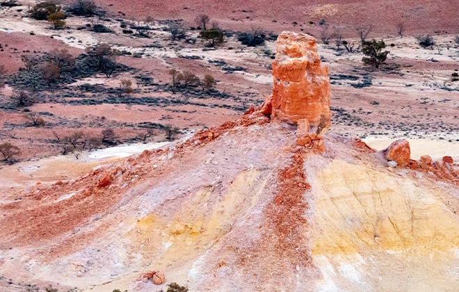 A rare outback landscape of shifting colours