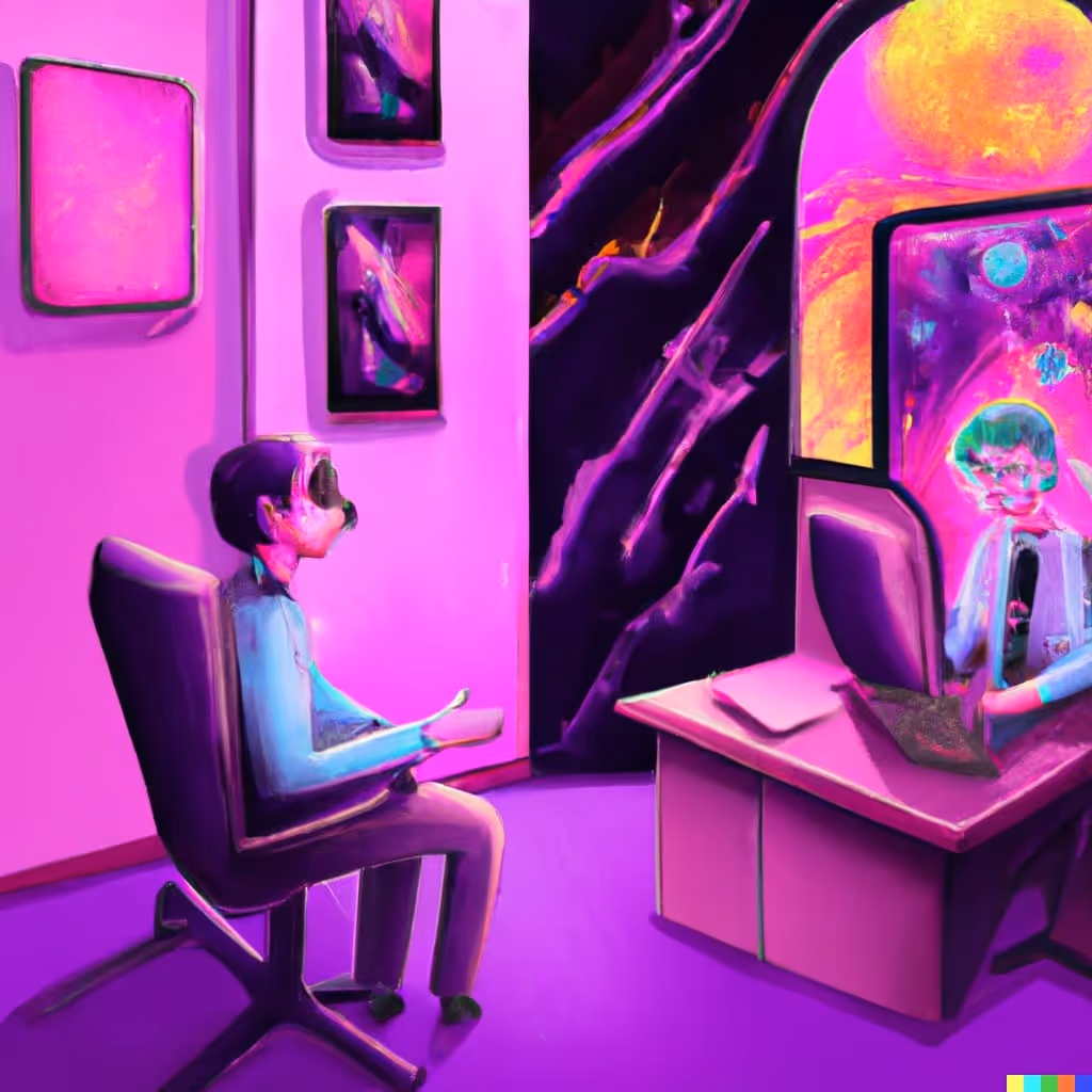 AI-generated colorful image of a job interview