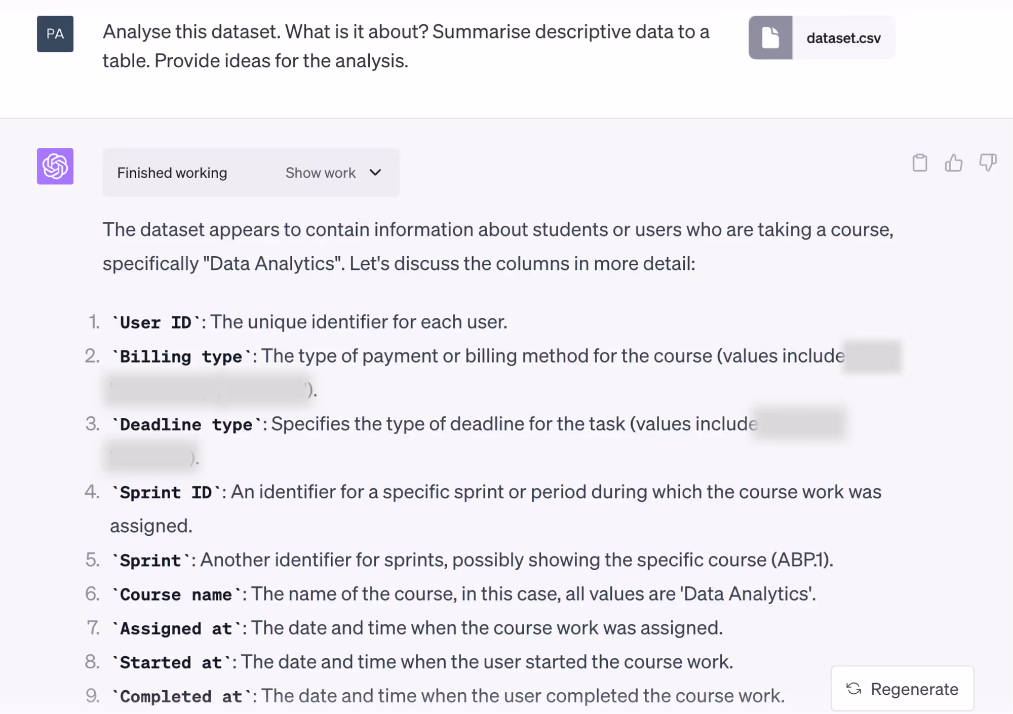 ChatGPT's analysis of code