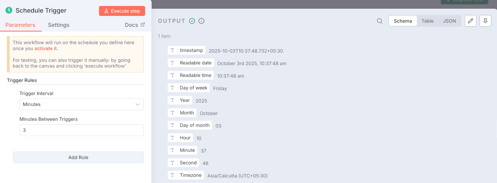 Schedule trigger