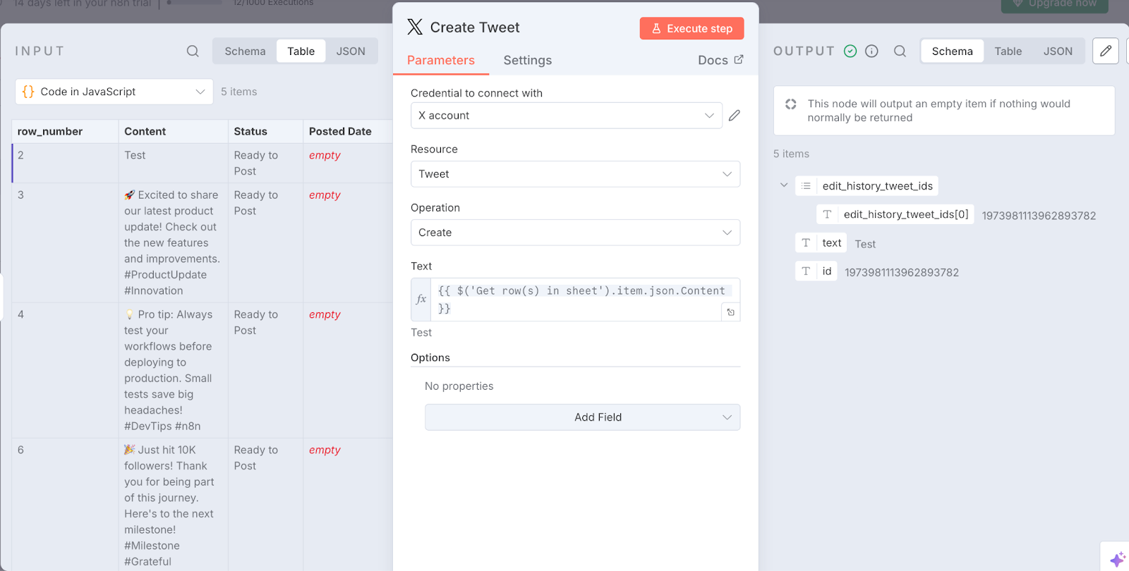 Create Tweet node