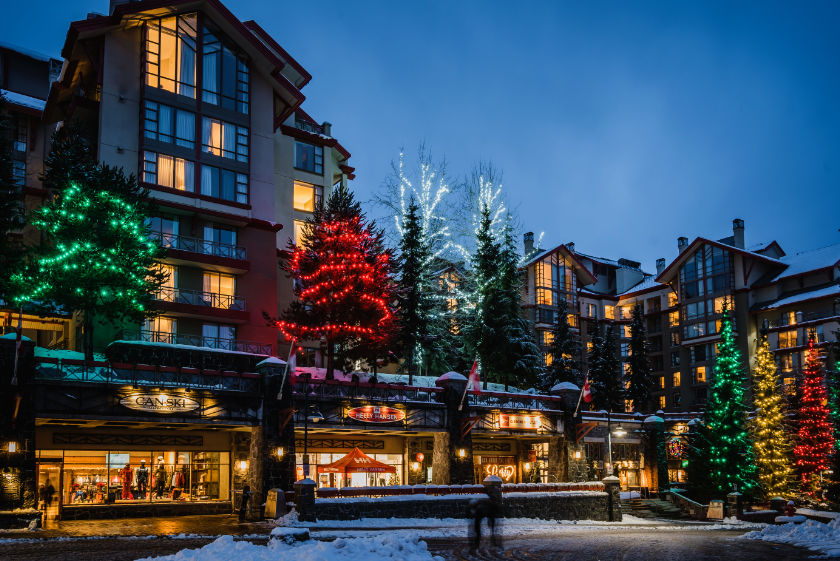 Commercial lighting for Christmas lights in the Sea to Sky Corridor, Whistler, Squamish