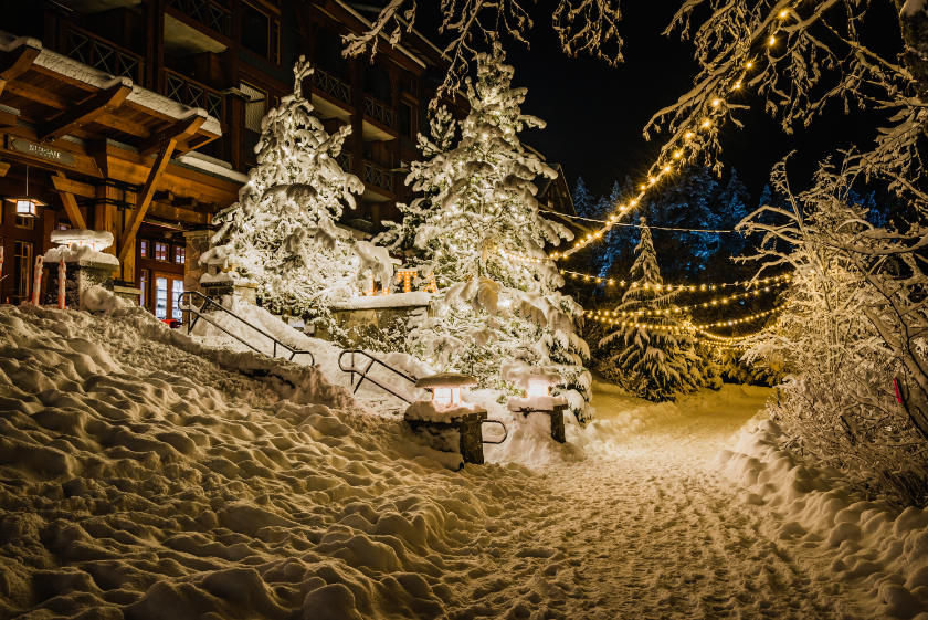 Commercial lighting for Christmas lights in the Sea to Sky Corridor, Whistler, Squamish