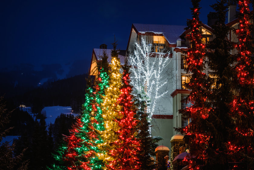 Commercial lighting for Christmas lights in the Sea to Sky Corridor, Whistler, Squamish