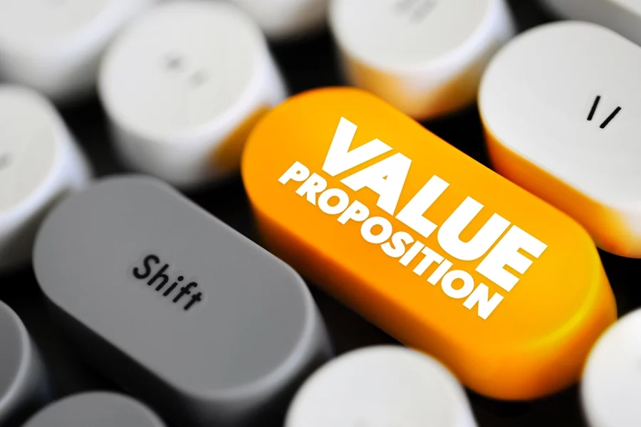 Value proposition concept button on keyboard
