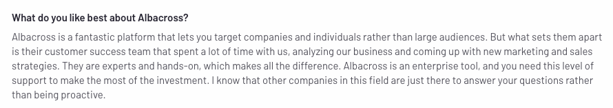 Albacross positive review