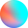 Colorful gradient circle blending shades of teal, orange, pink, and purple.