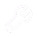 White outline of a wrench tool on a black background.