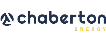 Chaberton Energy company logo with stylized 'A' symbol and yellow text for 'ENERGY'.