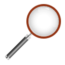 Magnifying glass with a silver handle and brown rim on a white background.