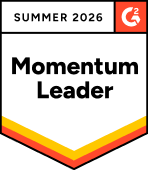 Momentum Leader badge from G2 for Summer 2026 with orange and yellow layered border.