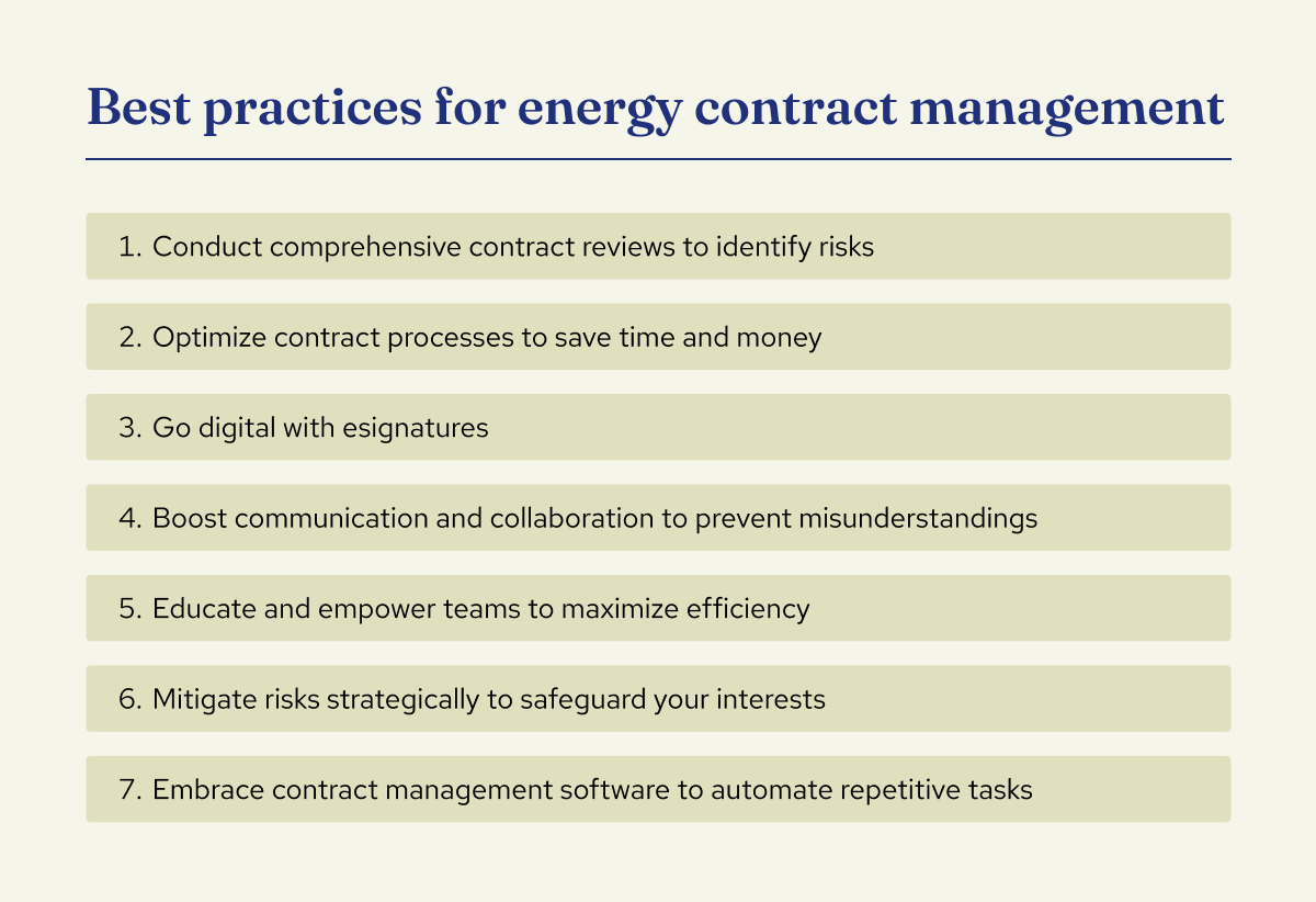 Best practices for energy contract management