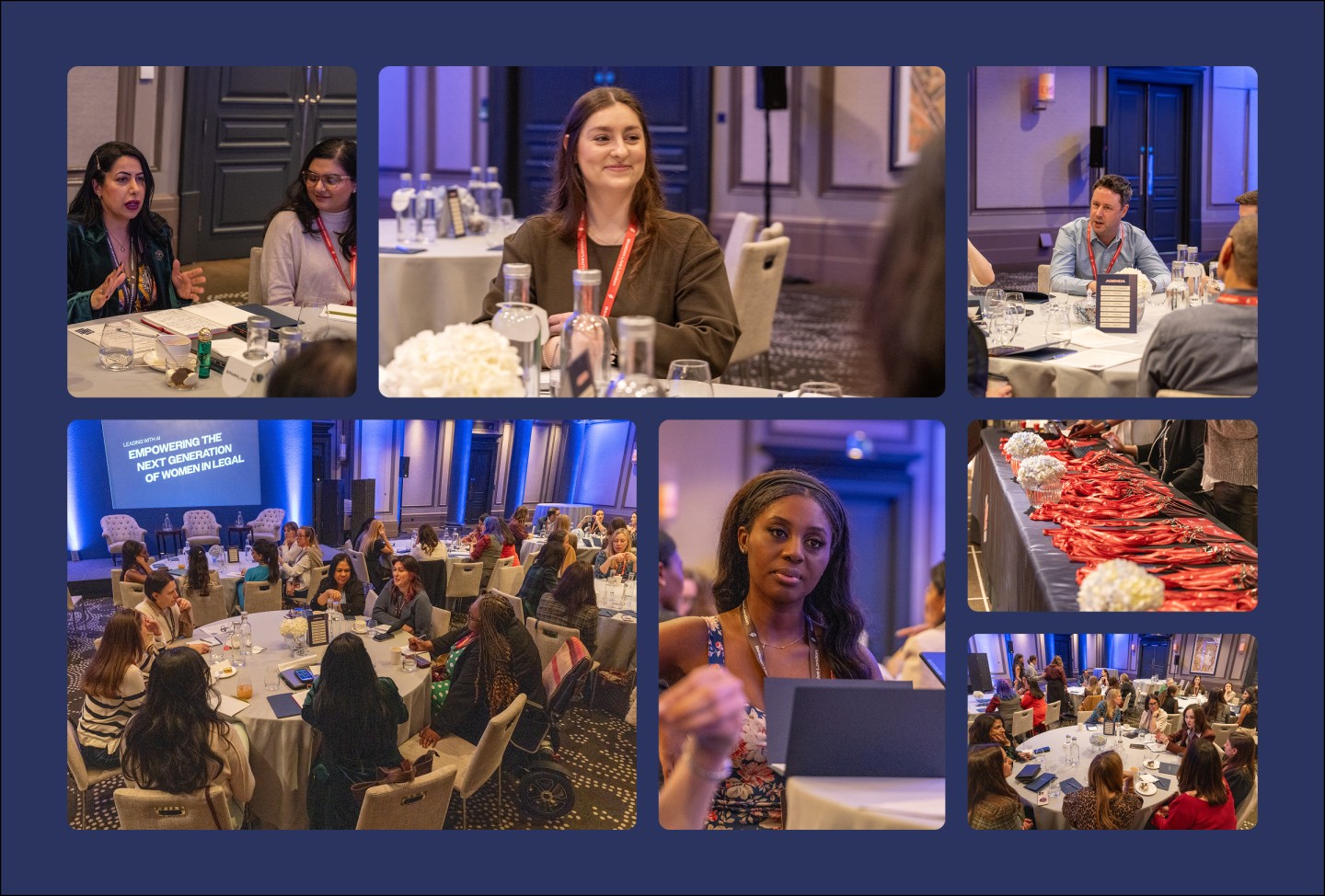 Collage of women and men attending a conference focused on empowering the next generation of women in legal.