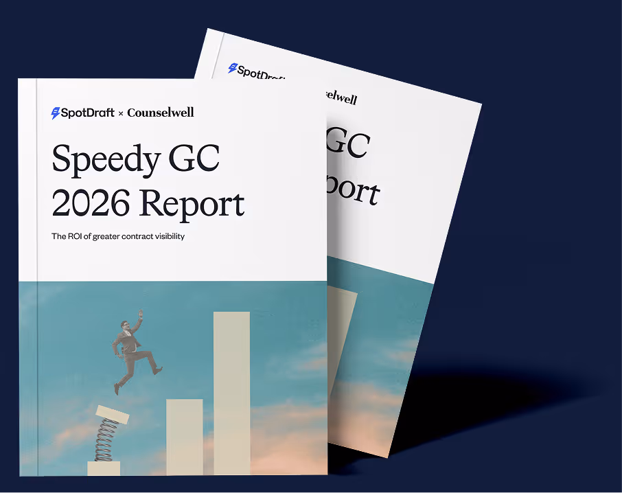 Cover of Speedy GC 2026 Report with businessman jumping from spring to a bar in a rising graph.