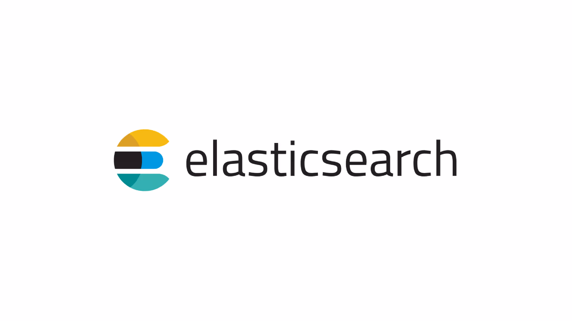 Elasticsearch logo with stylized letter E in yellow, black, blue, and teal colors.