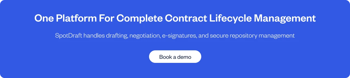 Book a demo with SpotDraft's contract lifecycle management platform