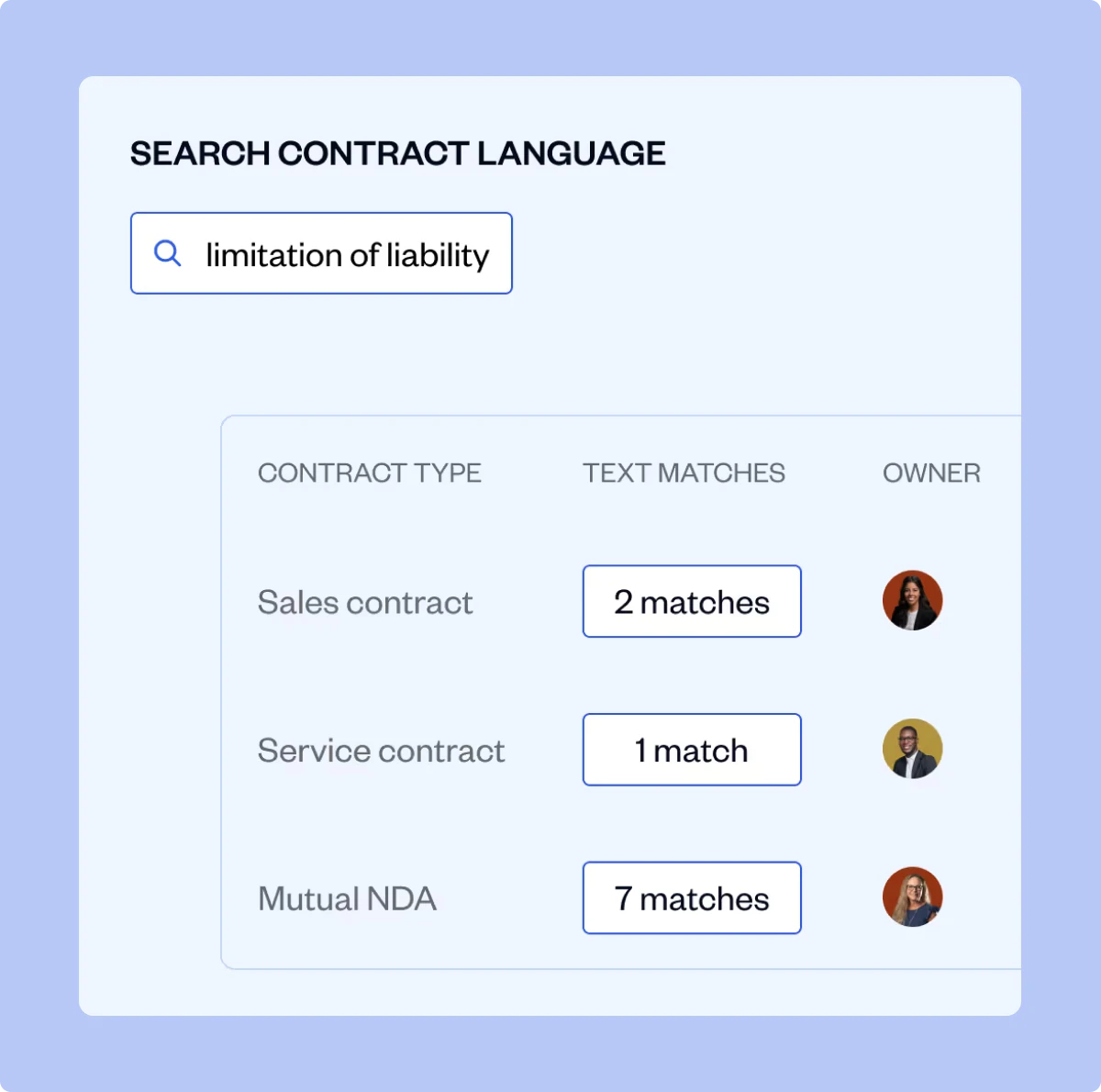 SpotDraft Contract Repository searching contract language across stored agreements.