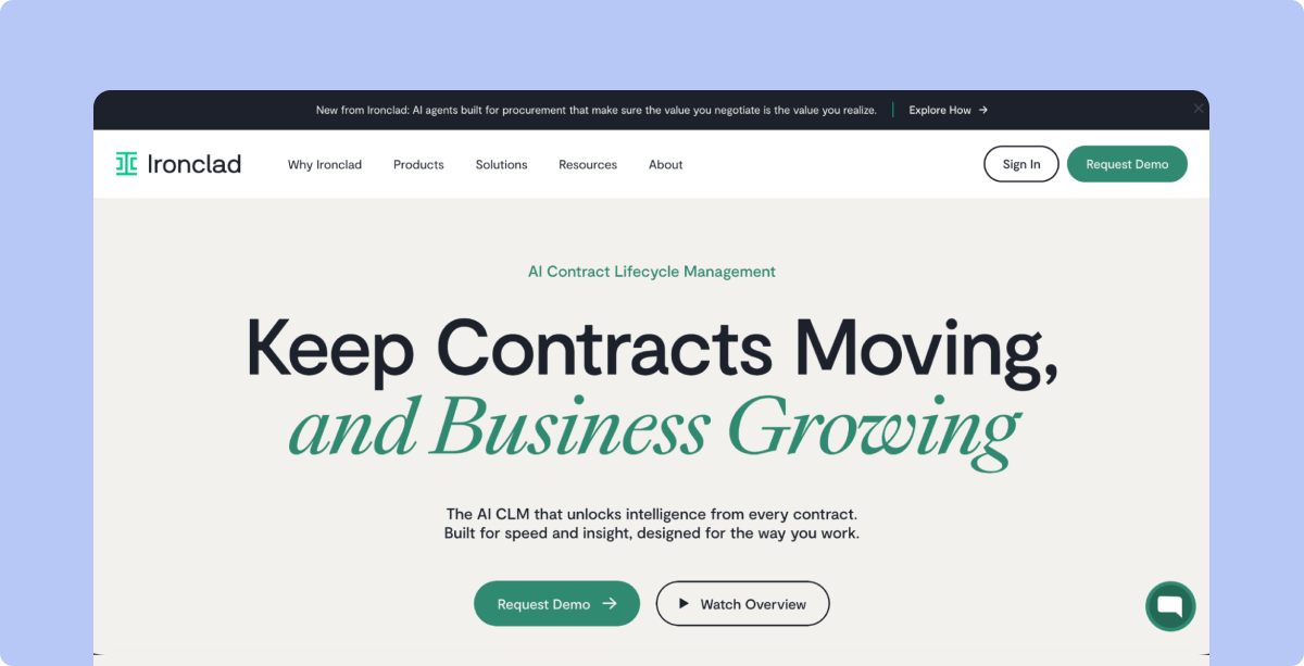 Ironclad contract workflow and repository interface
