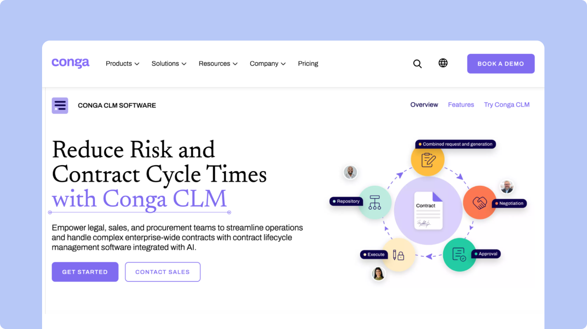 Conga contract lifecycle management interface