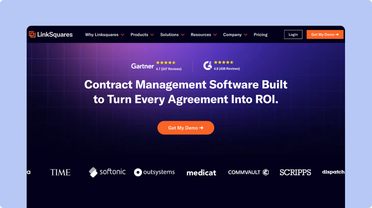LinkSquares contract repository and analysis interface