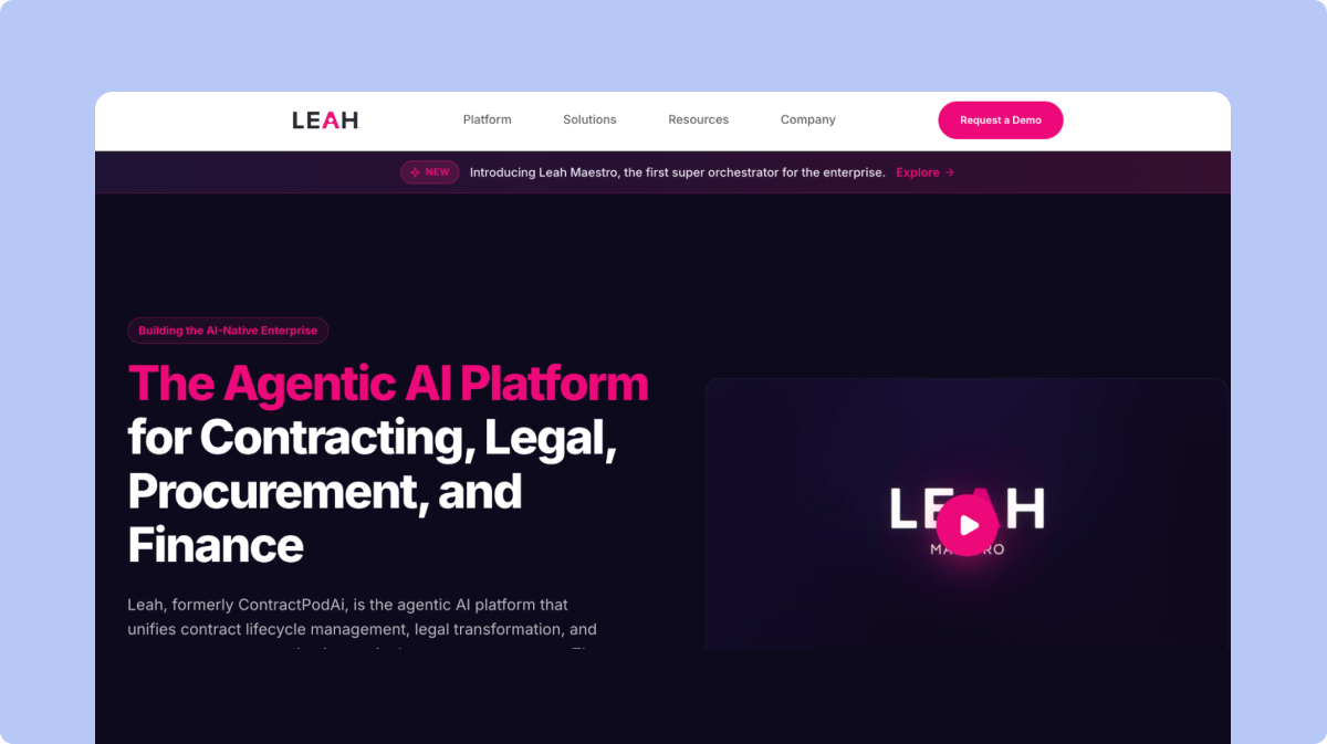 Leah agentic contract management interface