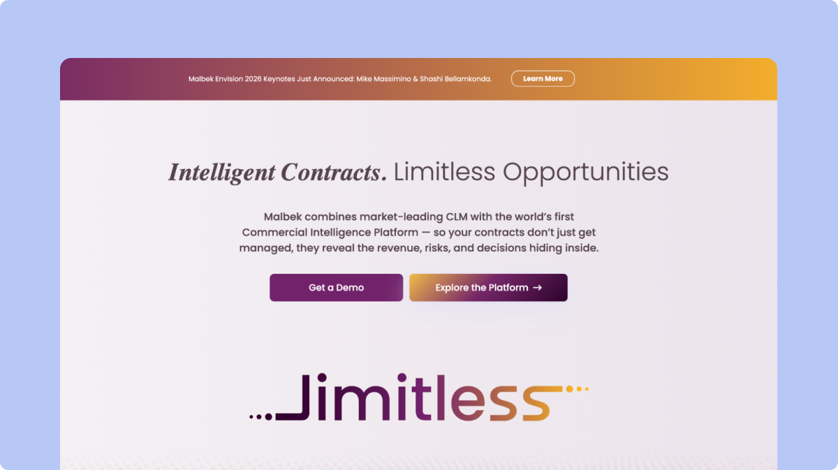 Malbek contract management and AI interface