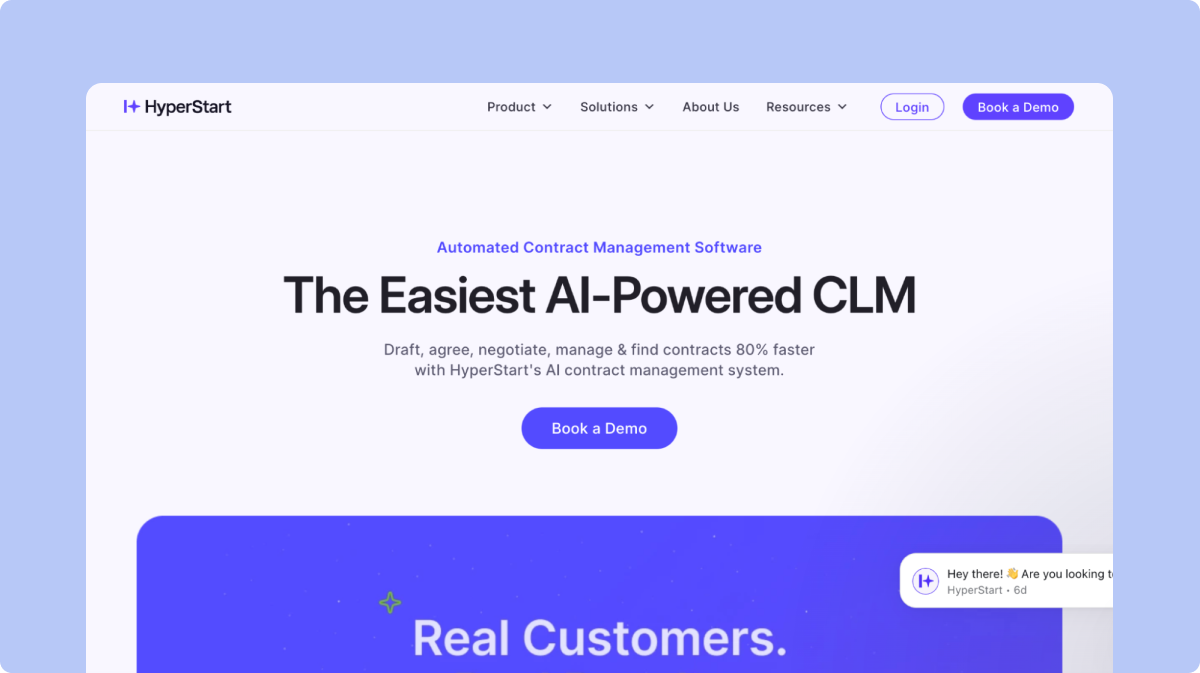 HyperStart AI contract management interface