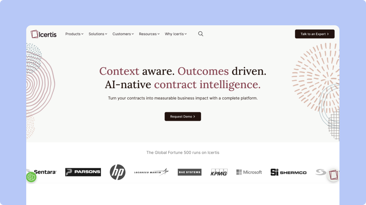 Icertis contract management and contract intelligence interface