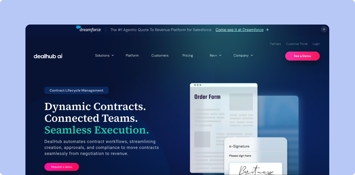 DealHub contract management and quote-to-revenue interface