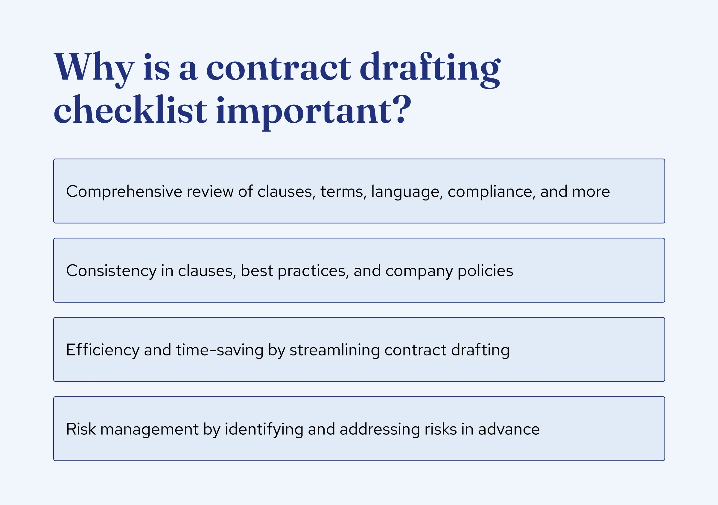 Importance of contract drafting checklist