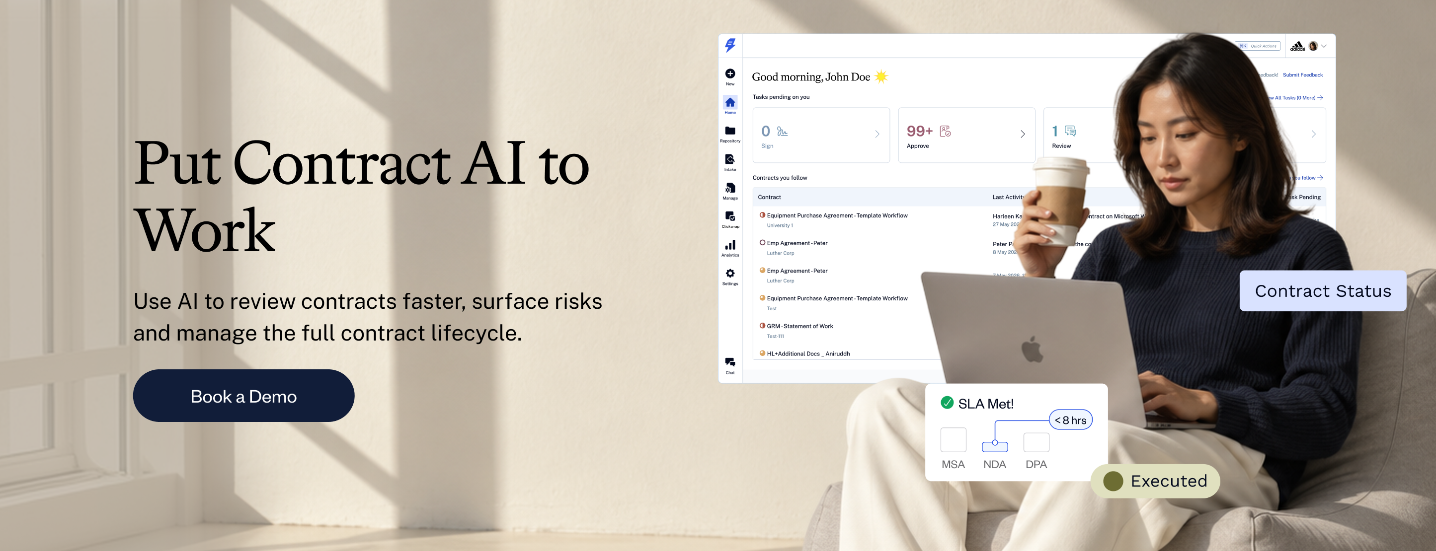 AI-powered contract management helping teams review and manage contracts