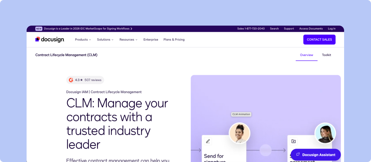 DocuSign CLM contract workflow interface