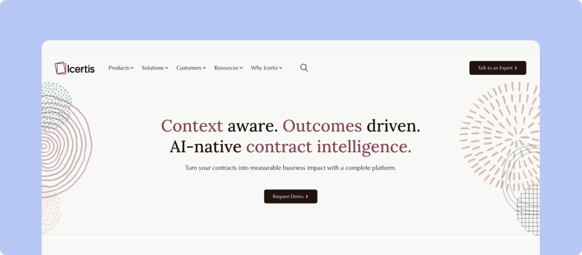 Icertis Contract Intelligence dashboard