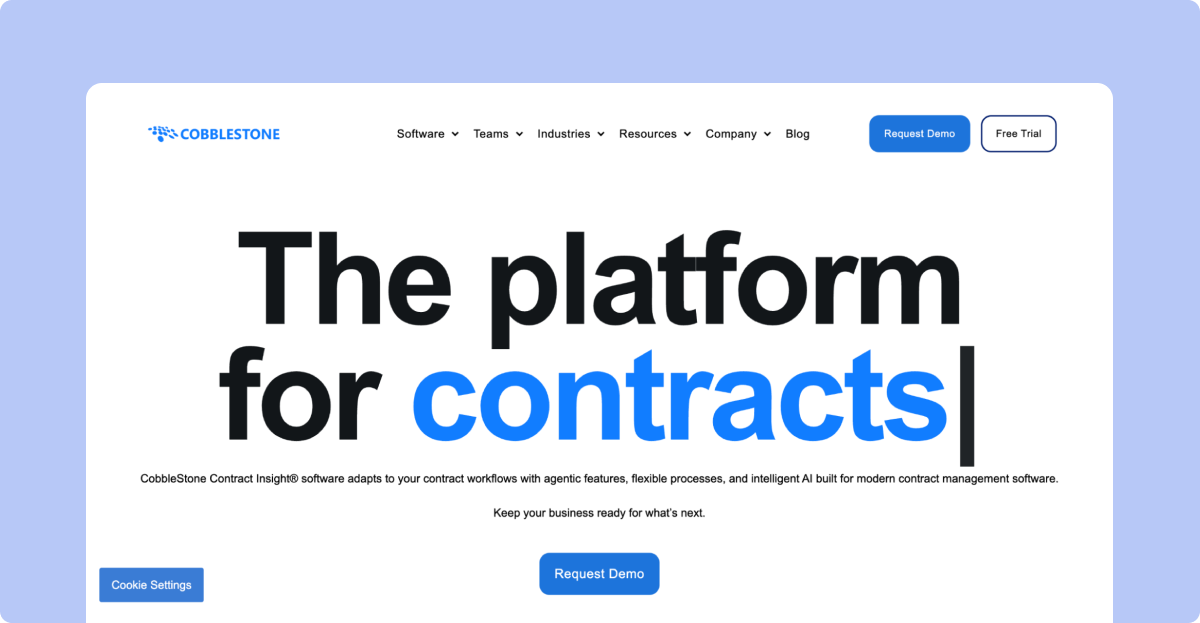 CobbleStone Contract Insight CLM and procurement dashboard