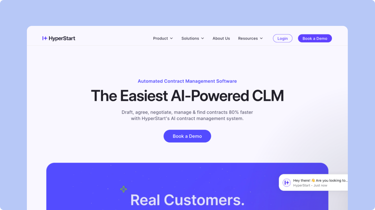 HyperStart CLM contract workflow dashboard