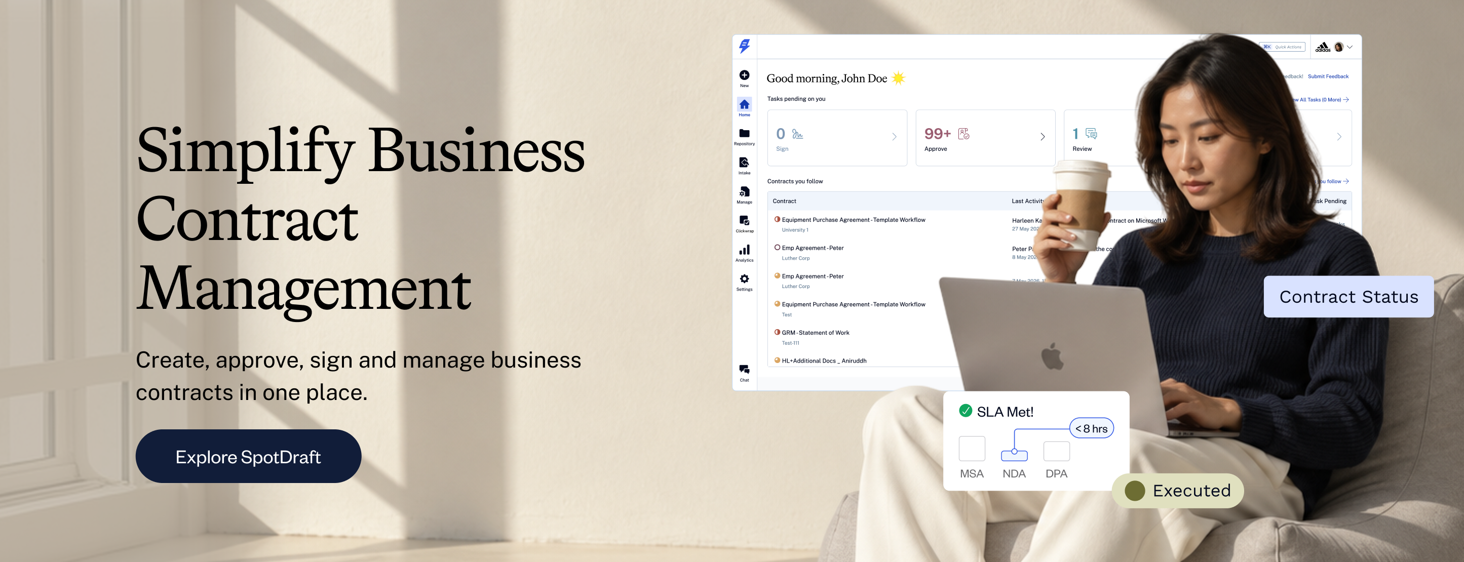 Business contract management from drafting to signature