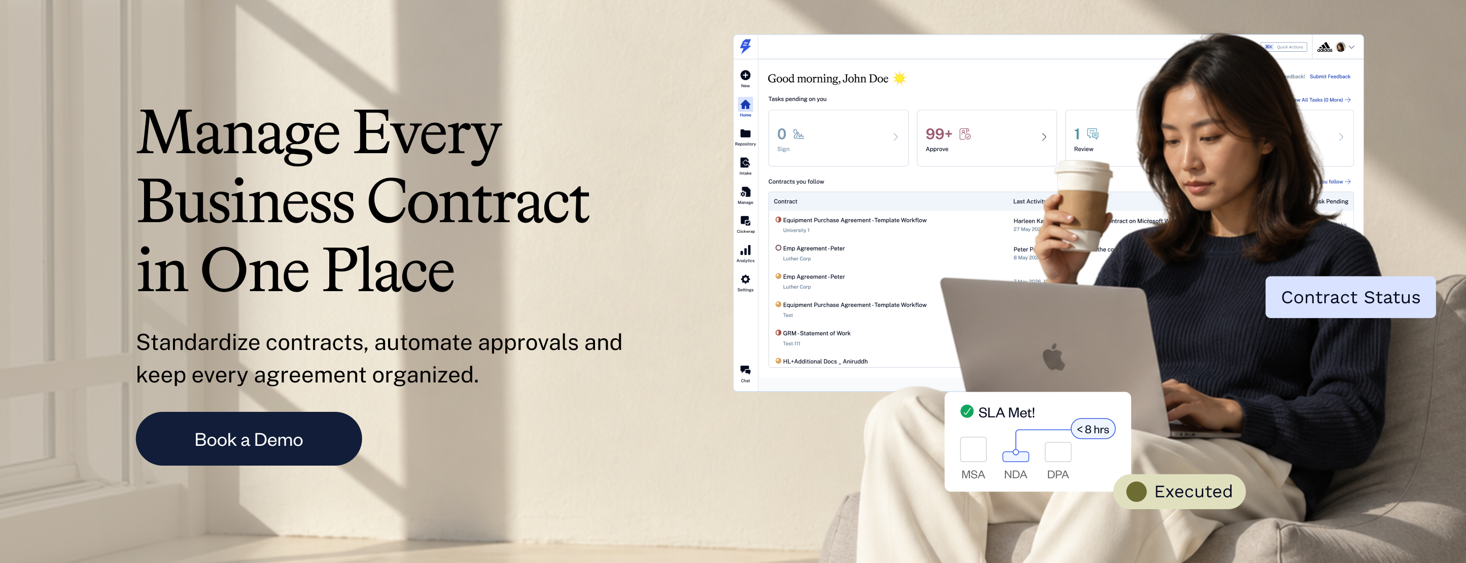 Centralized business contract management with automated workflows