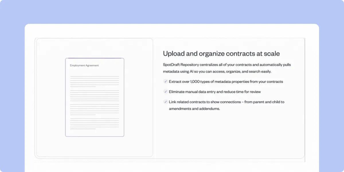 SpotDraft contract repository for organizing and searching agreements