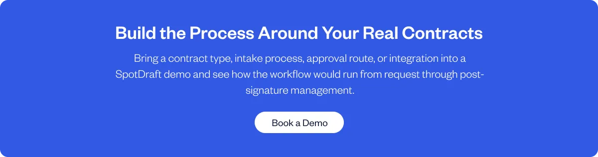 Book a SpotDraft demo to build CLM best practices into your contract workflow