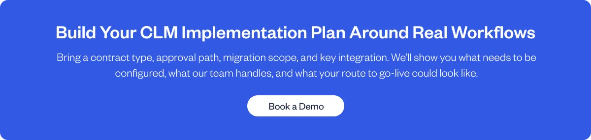 Book a SpotDraft demo for a CLM implementation roadmap based on your contract workflows