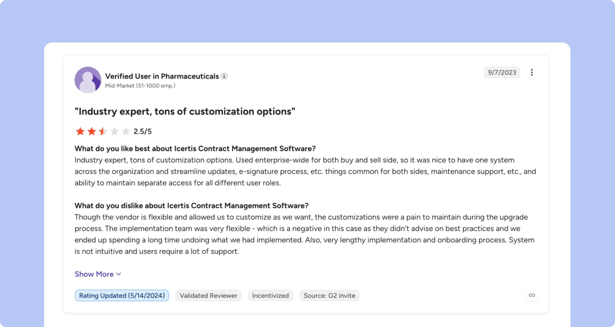 Customer feedback on Icertis customization upgrades and implementation