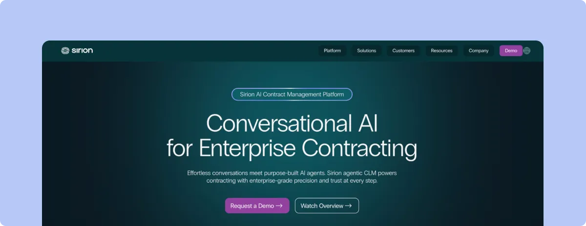Sirion conversational AI platform for enterprise contract management