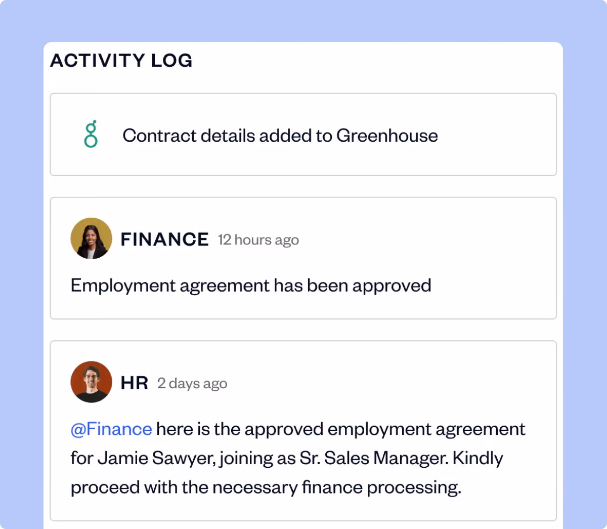 SpotDraft HR and Finance contract approvals.