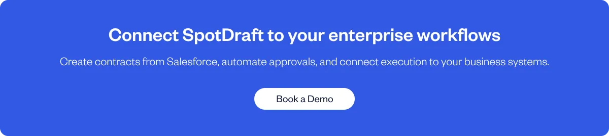 SpotDraft integration linking CRM data, approvals, and downstream systems